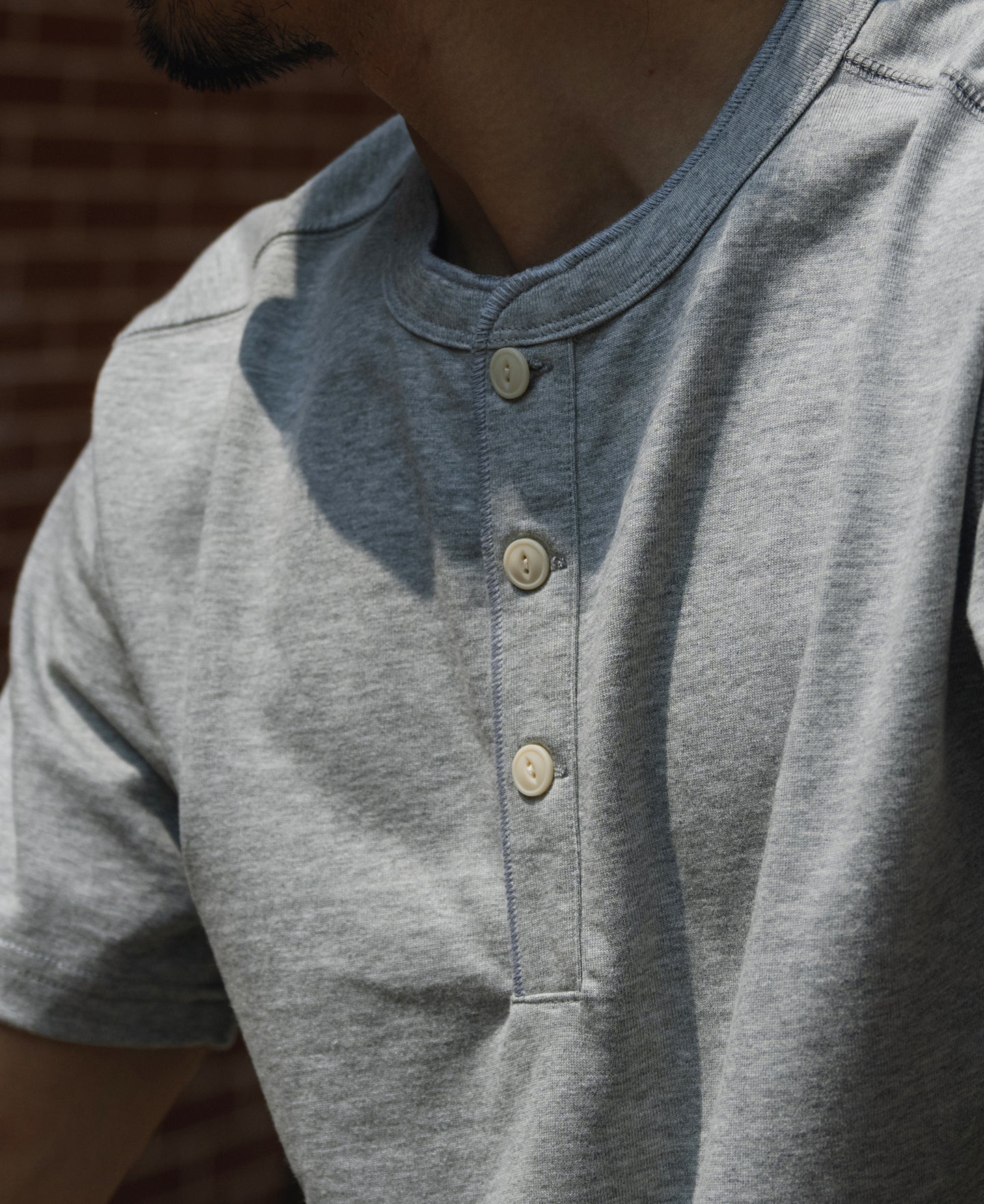 10.6 oz Cotton Short Sleeve Henley T-Shirt - Gray - Image 6