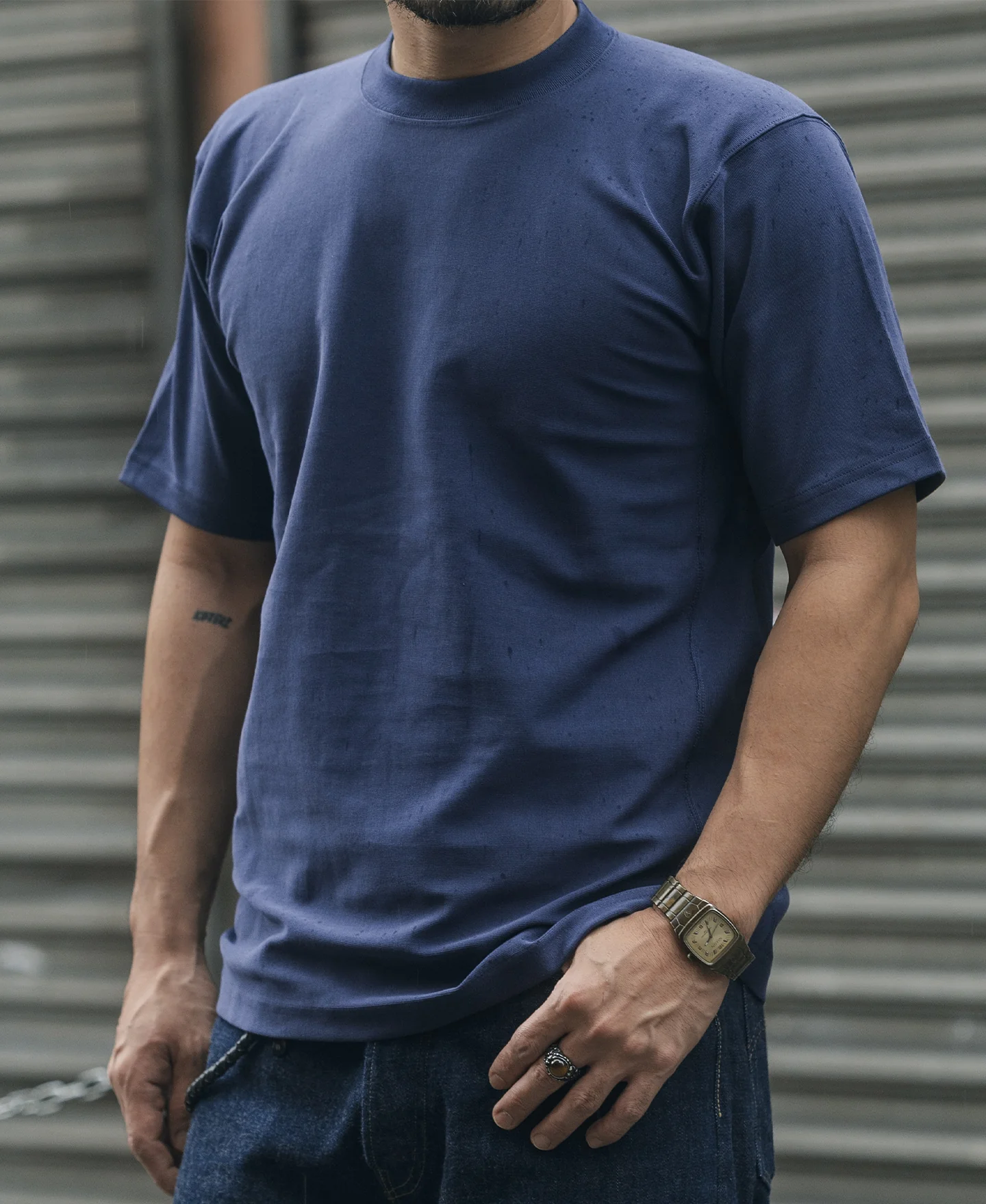 10.6 oz Reverse Weave T-Shirt - Navy - Image 3