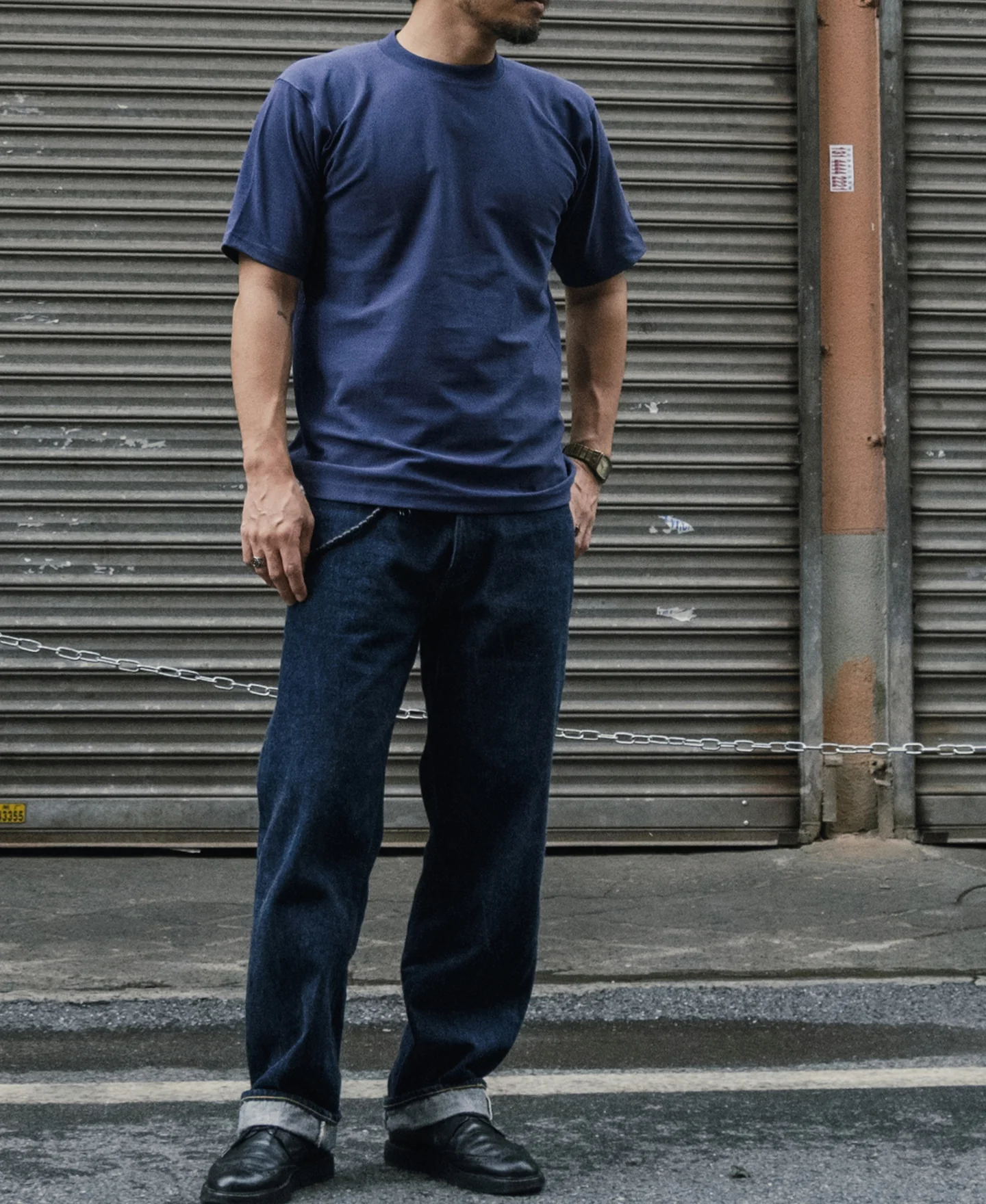 10.6 oz Reverse Weave T-Shirt - Navy - Image 5