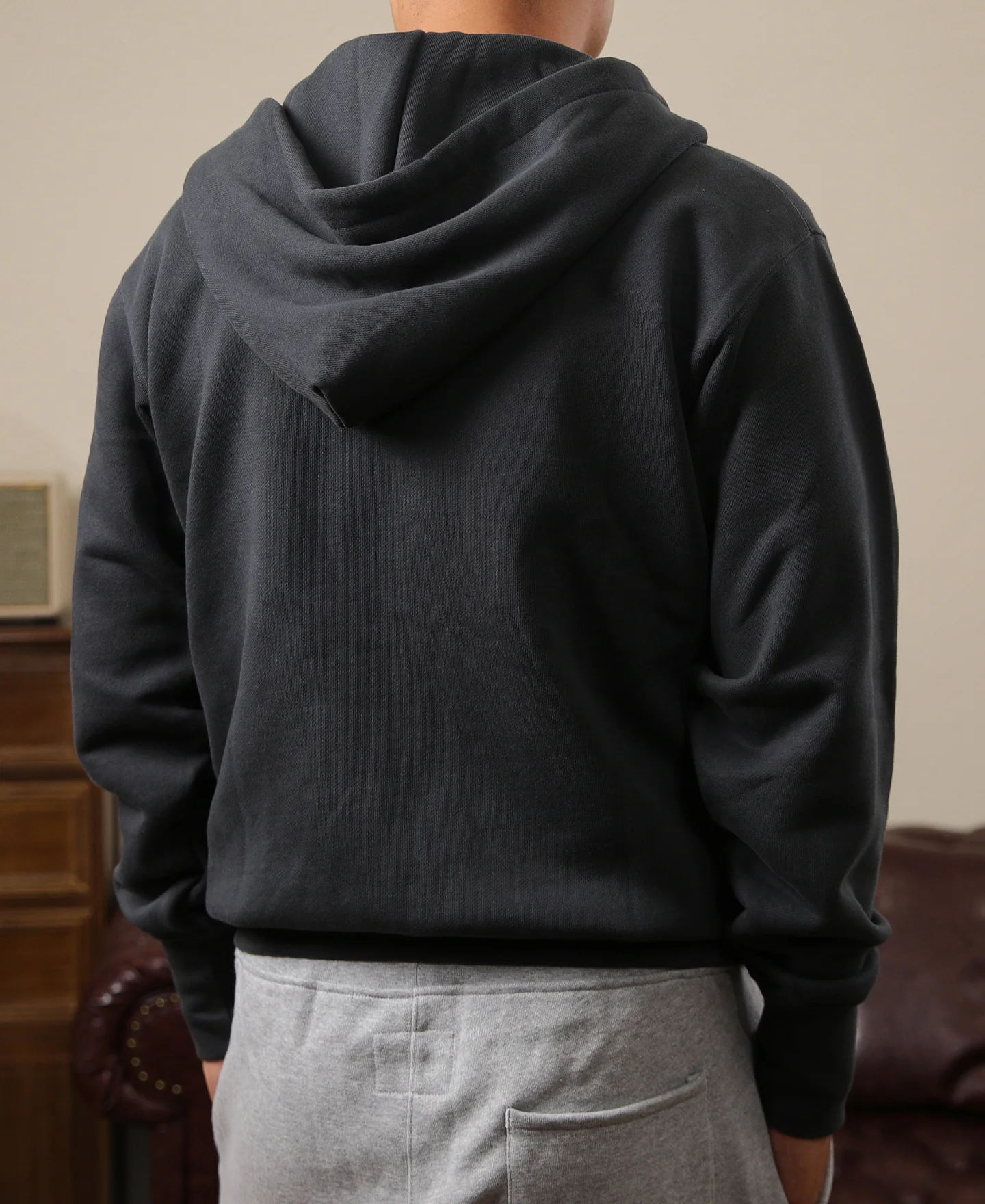 17.5 oz Terry Cloth Full-Zip Hoodie - Black - Image 4