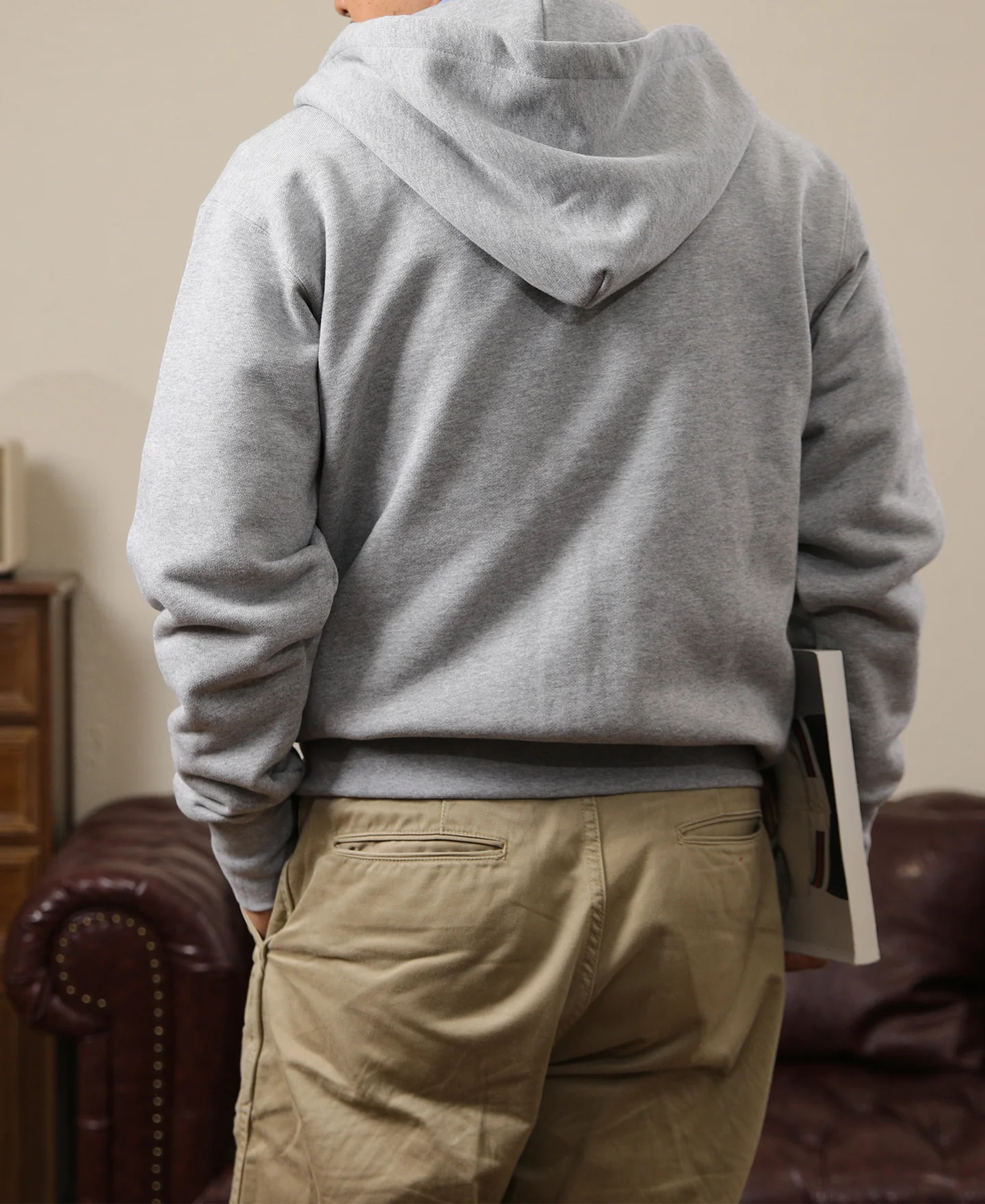 17.5 oz Terry Cloth Full-Zip Hoodie - Gray - Image 4