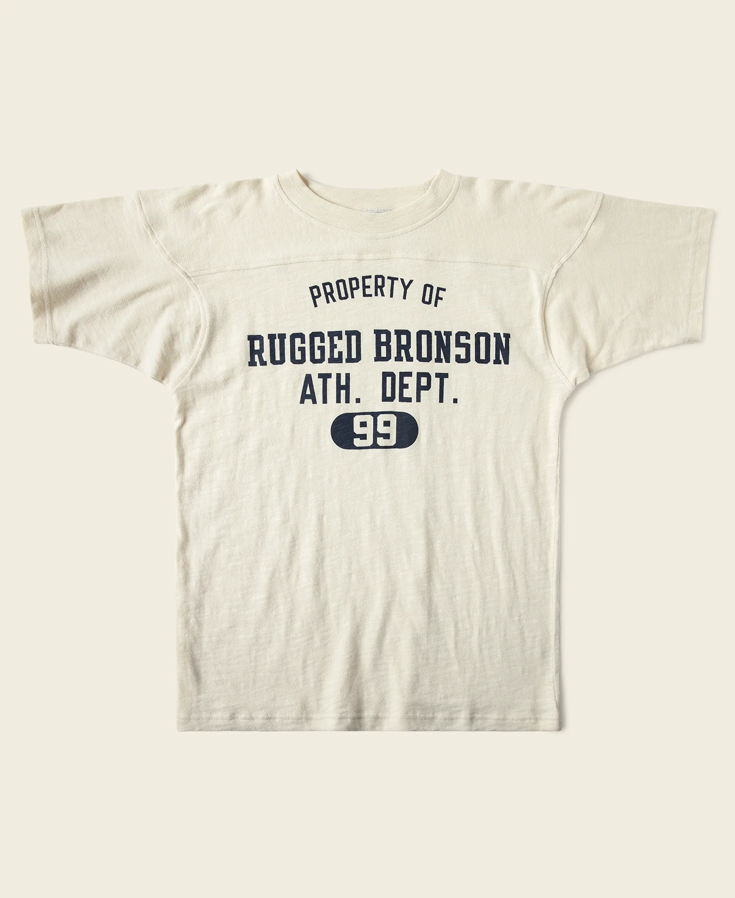 1950s Drop Shoulder Football T-Shirt - Apricot