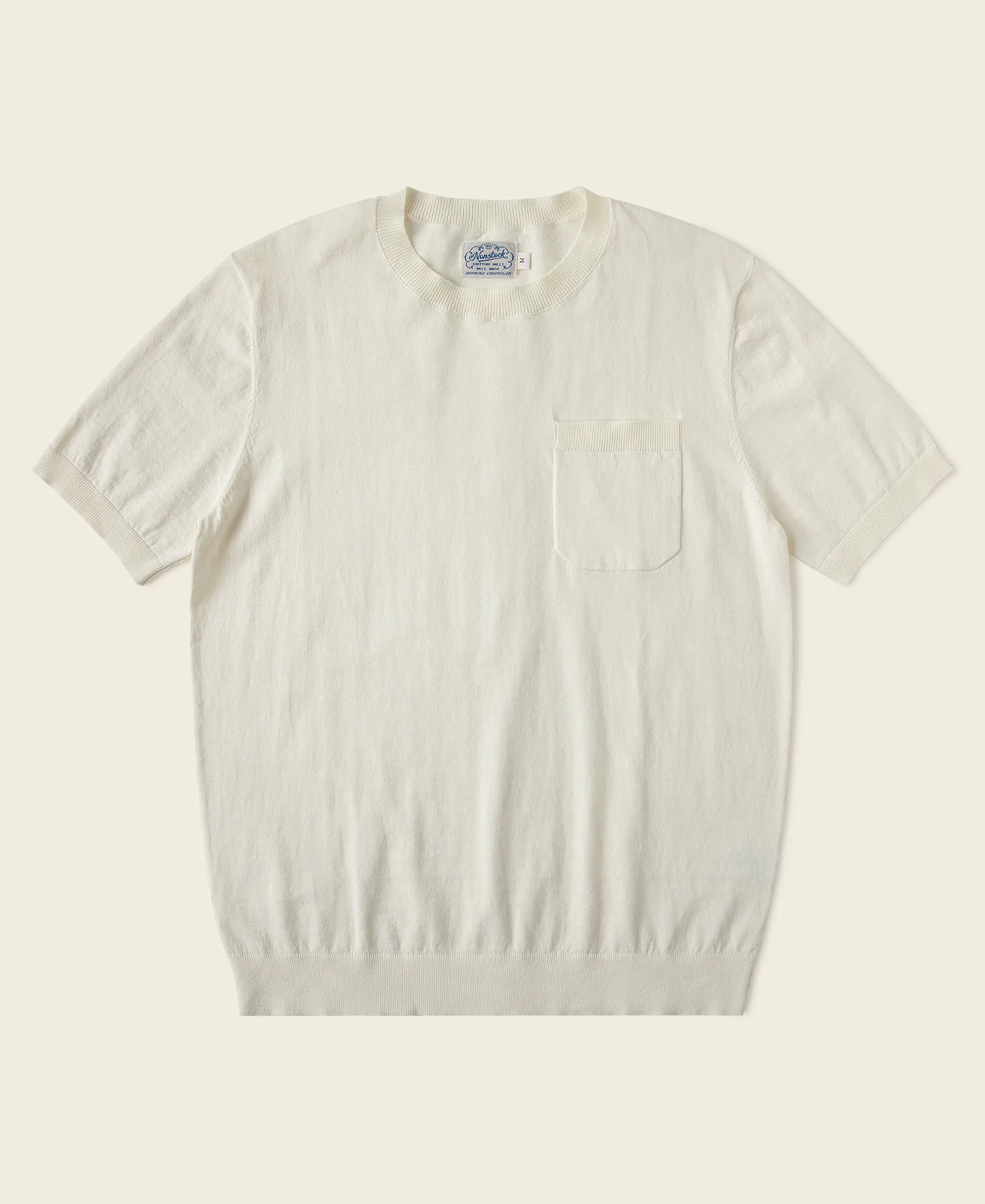 1950s Jersey Knit Short Sleeve Pocket T-Shirt - Apricot