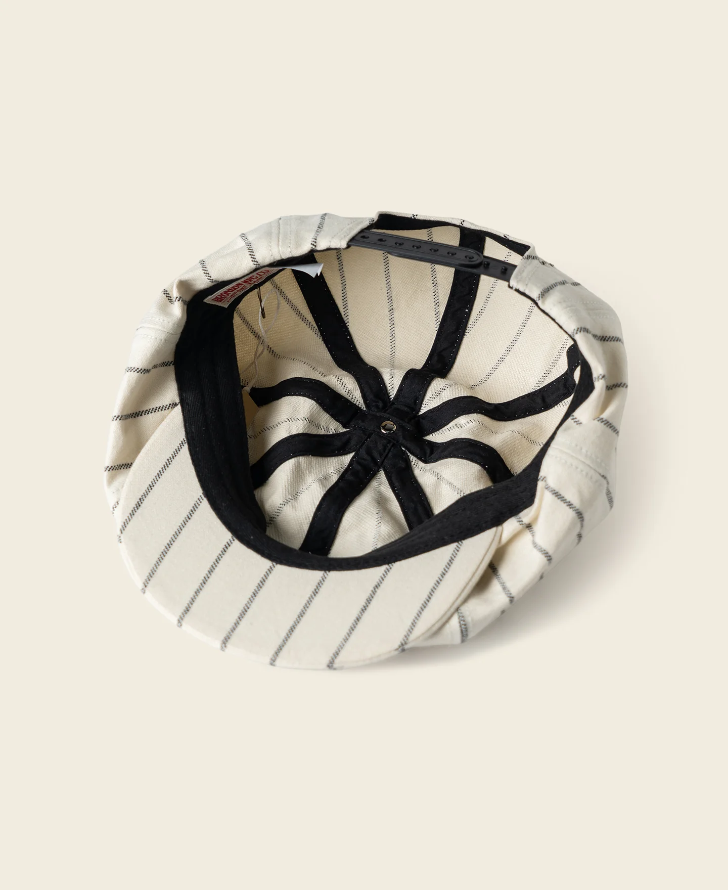1950s Railroad Stripe Newsboy Cap - White - Image 3