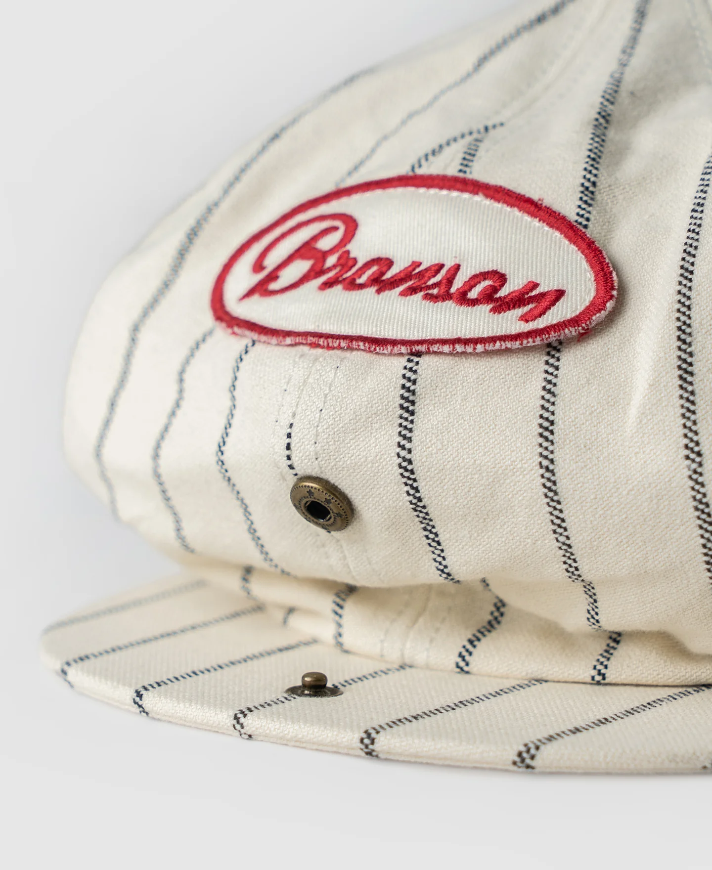 1950s Railroad Stripe Newsboy Cap - White - Image 4