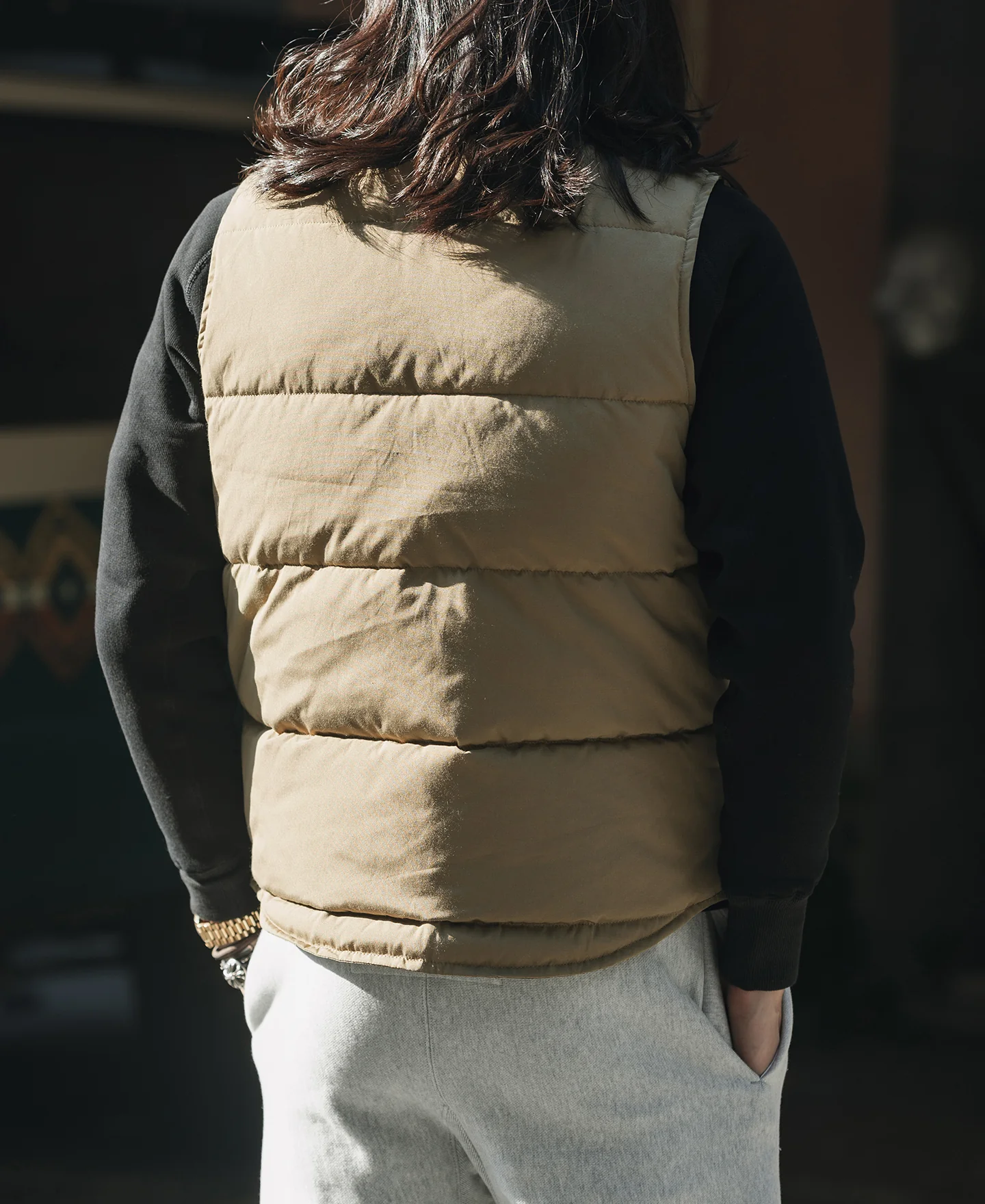 1970s Vintage Quilted Padded Vest - Khaki - Image 5