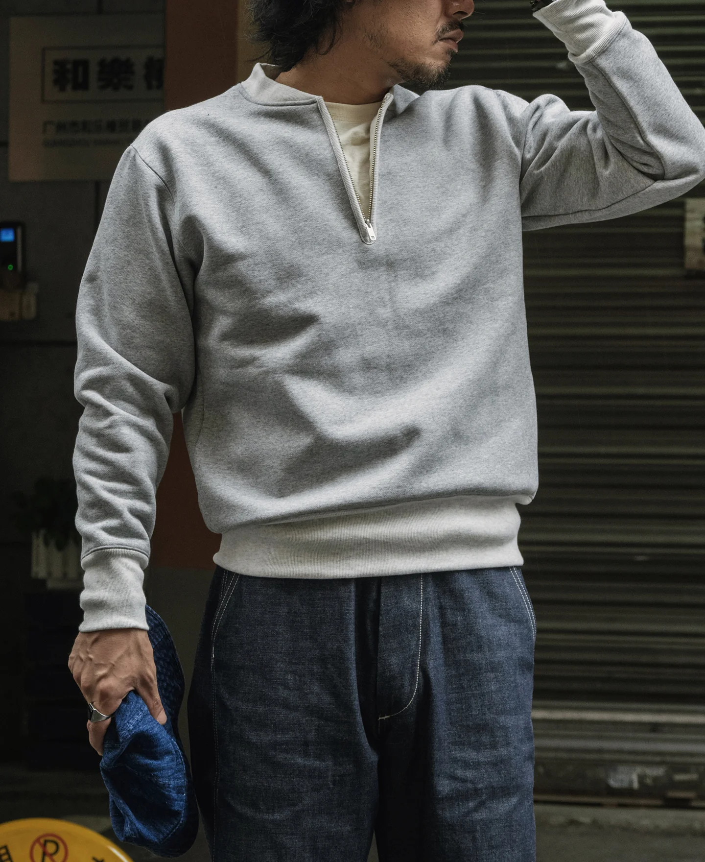 Racing Half-Zip Heavyweight Fleece Sweatshirt - Gray - Image 3