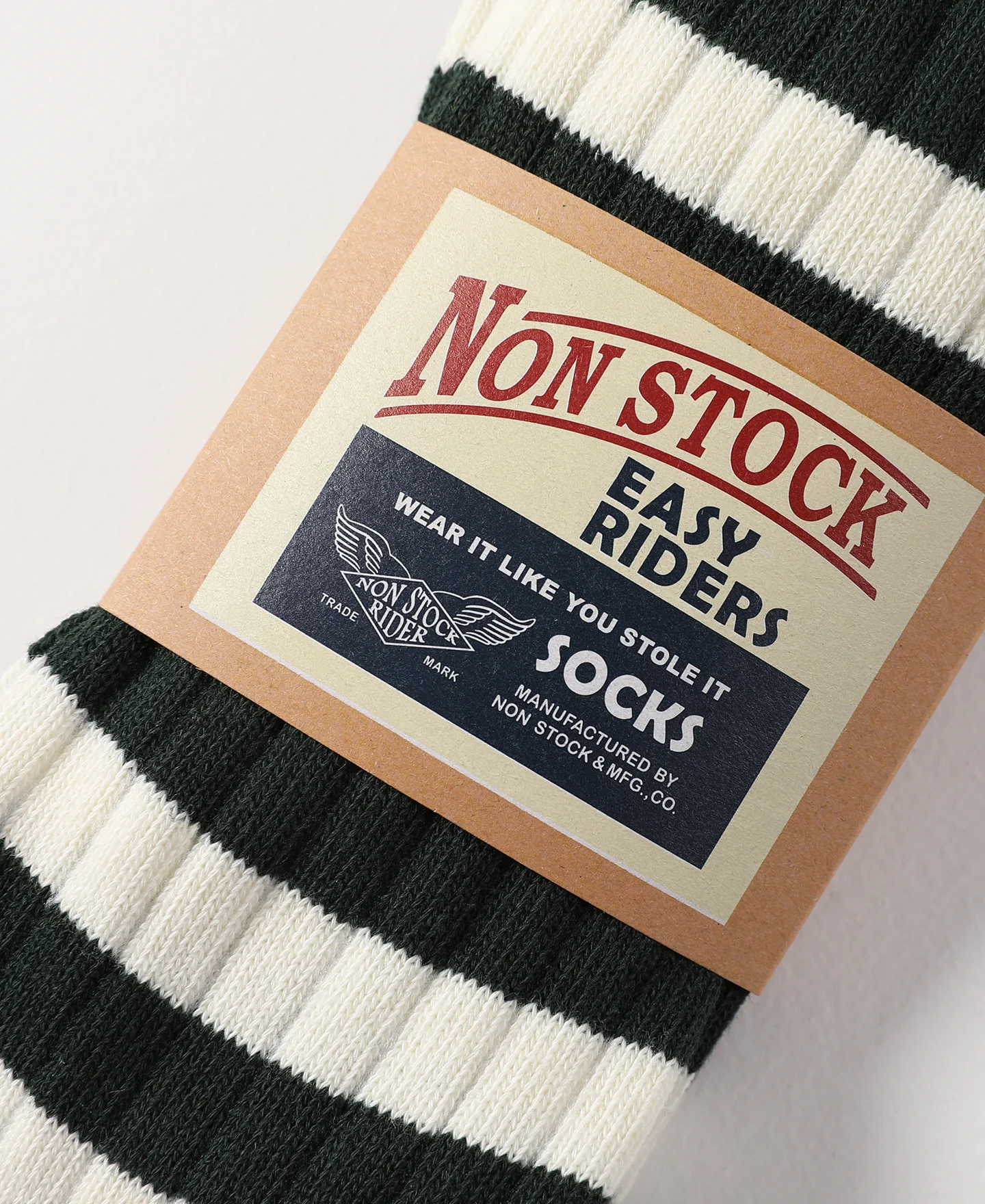 Retro Striped Cotton Socks - Green/White - Image 7