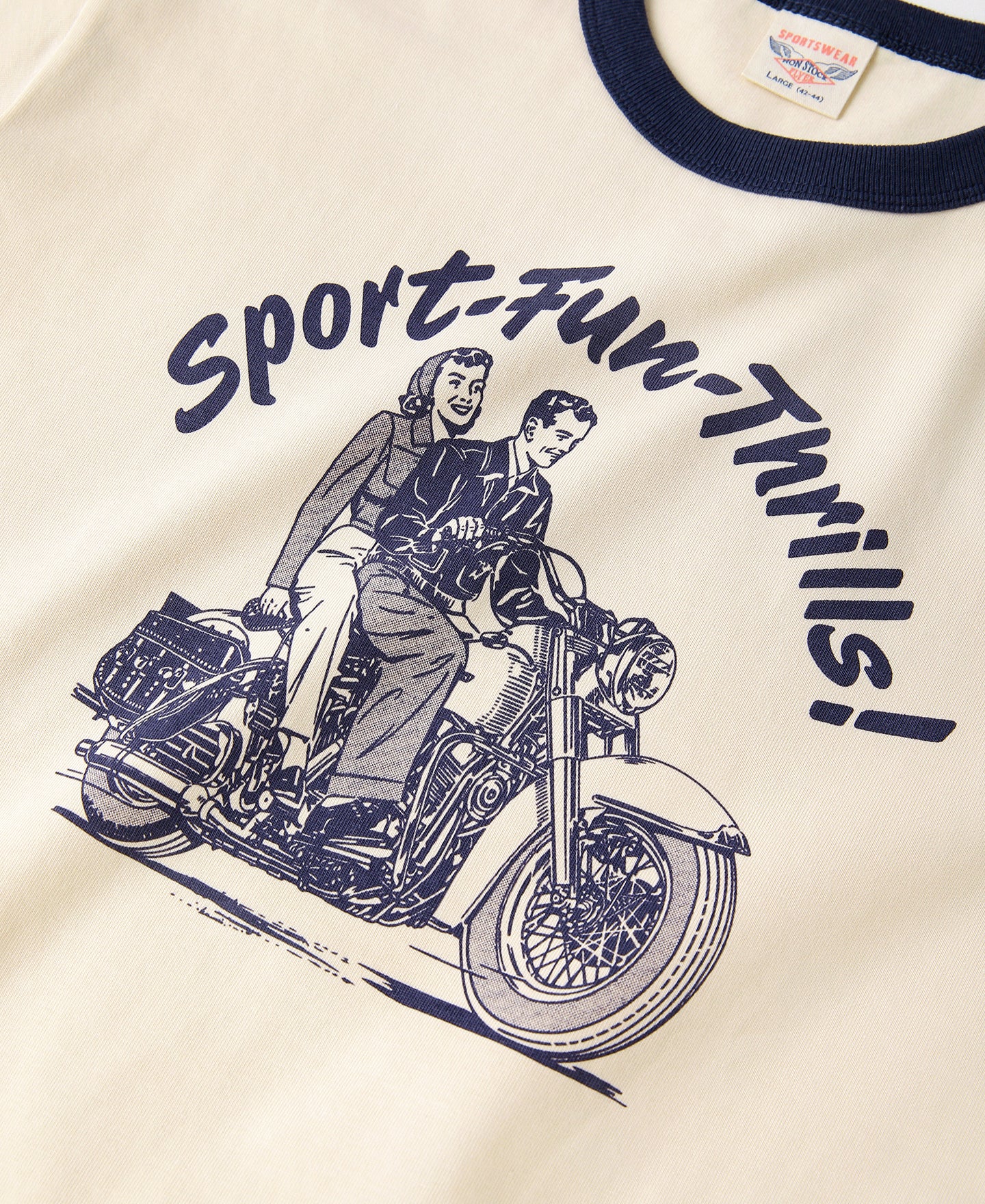 Retro Motorcycle Rider Printed T-Shirt - Apricot - Image 11