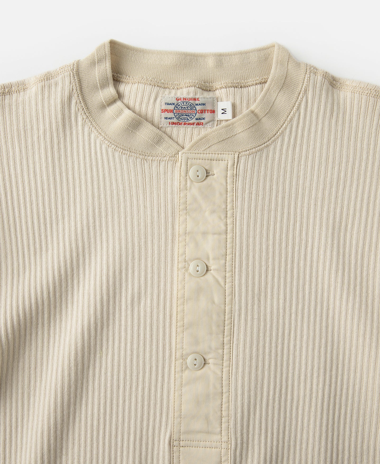 Ribbed Long Sleeve Henley T-Shirt - Apricot - Image 7
