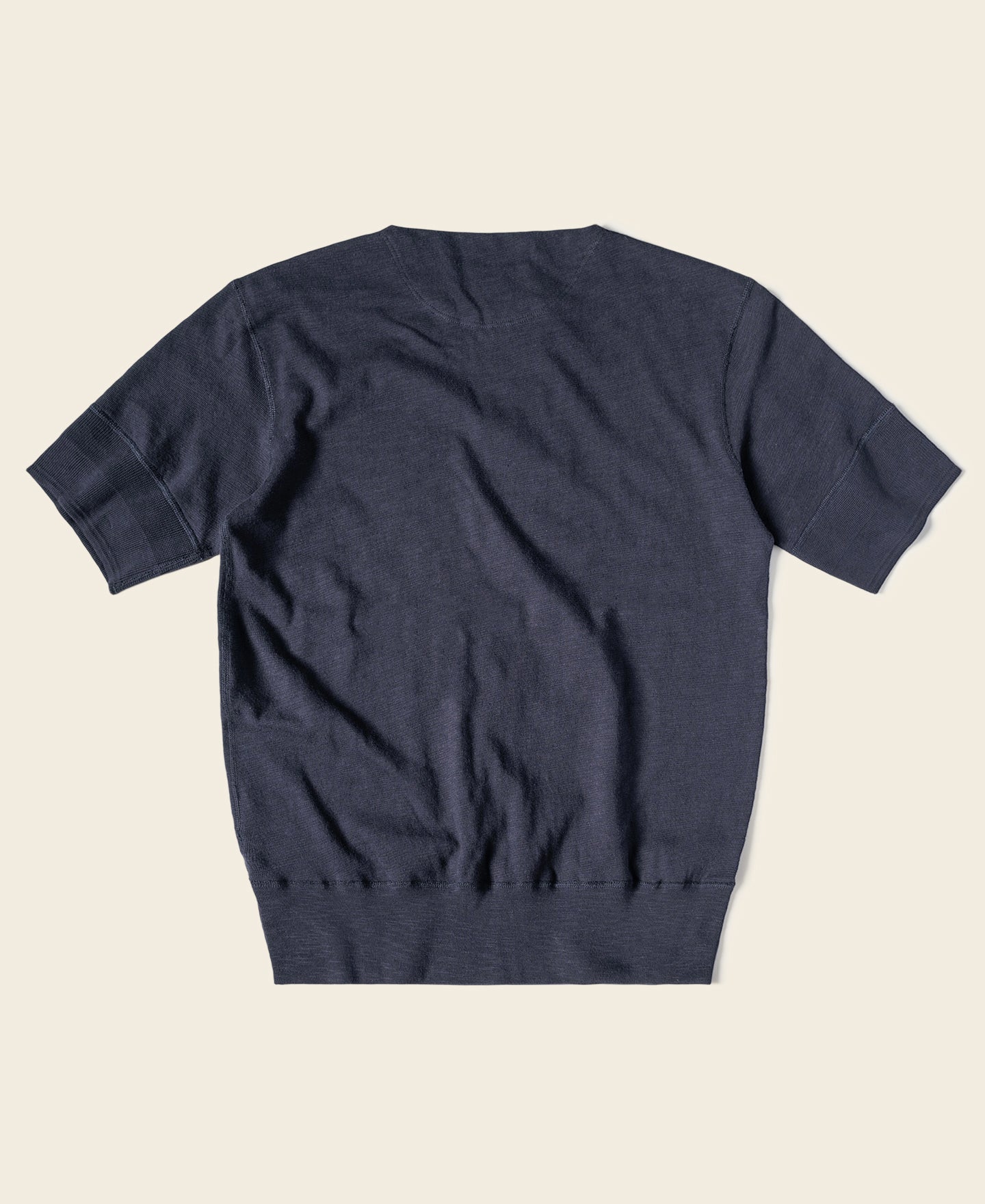 Side Closing Short Sleeve Henley T-Shirt - Navy - Image 2
