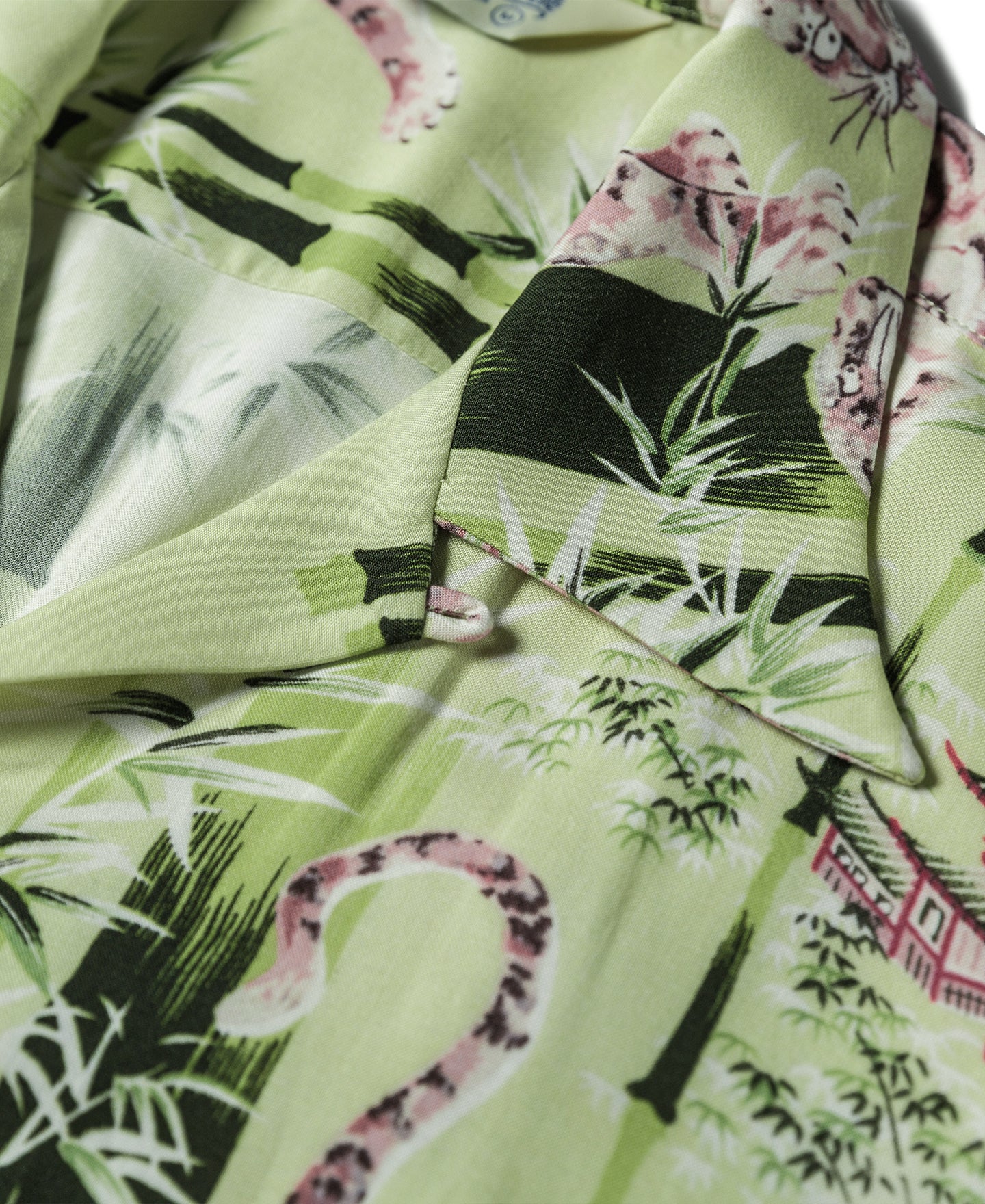 Ukiyo-e Tiger & Bamboo Pattern Aloha Shirt - Light Green - Image 10
