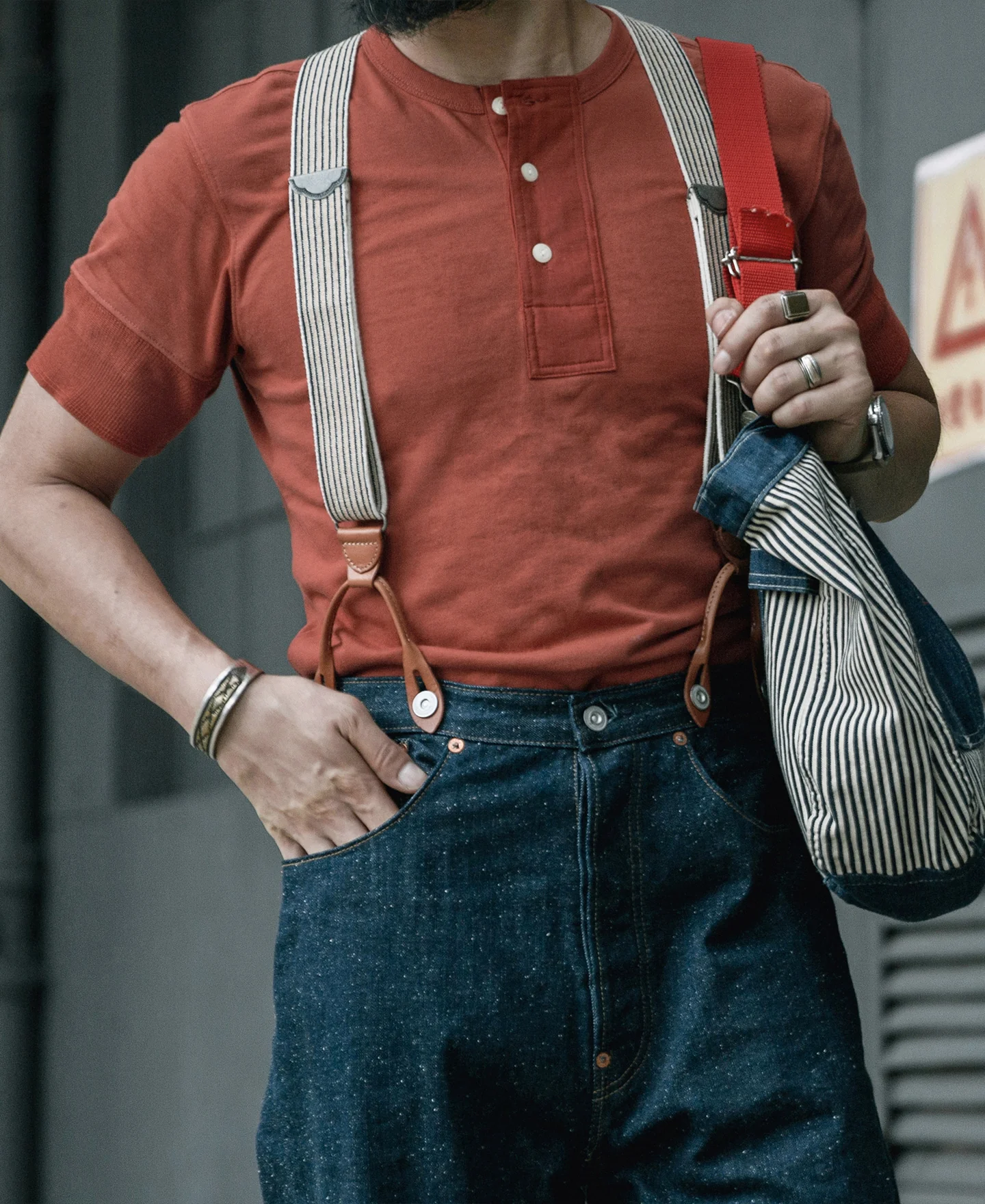 Vintage Short Sleeve Henley T-Shirt - Brick Red - Image 4