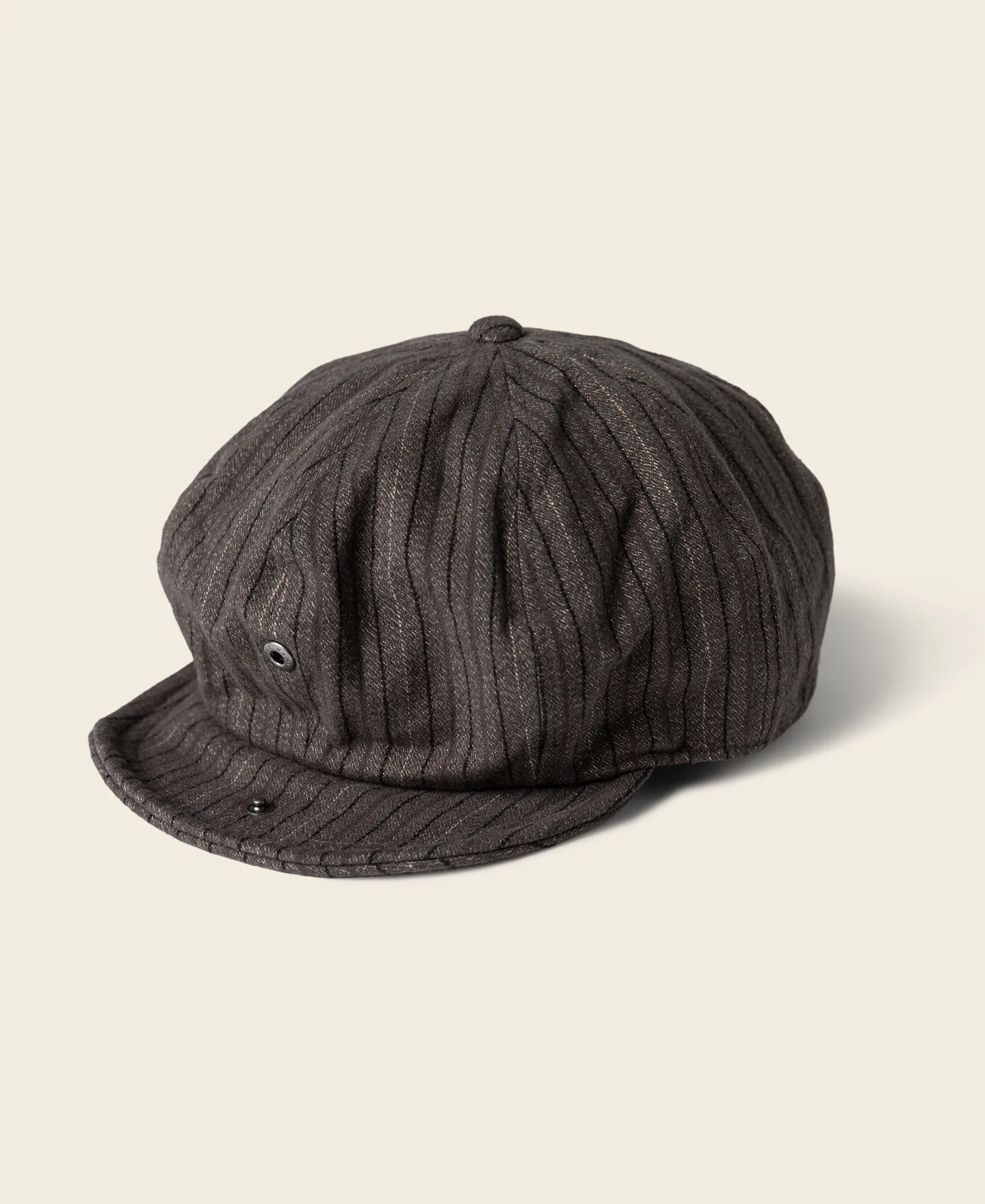 Yarn-Dyed Stripe Newsboy Cap - Brown