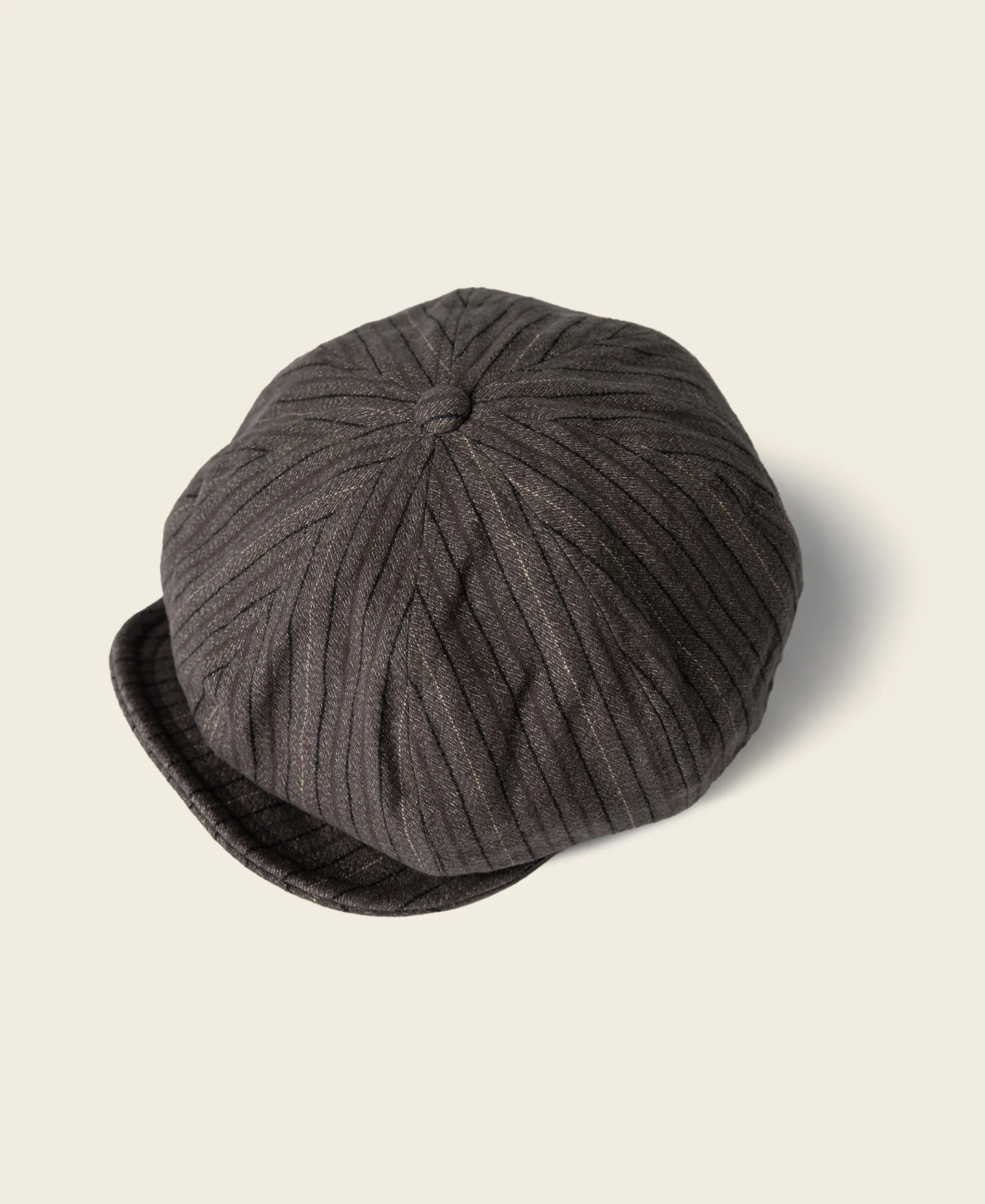 Yarn-Dyed Stripe Newsboy Cap - Brown - Image 2